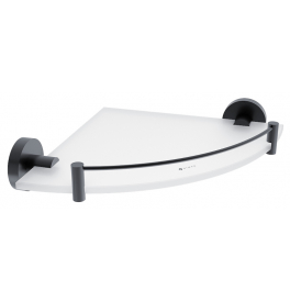 Glass corner shelf with brackets and fence NIMCO UNIX BLACK